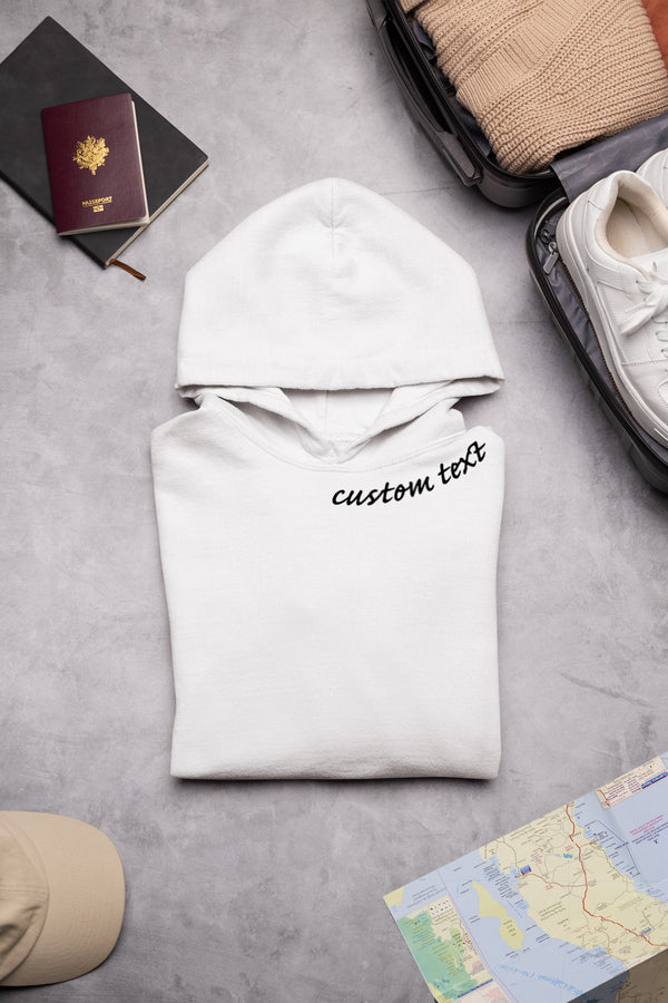 Custom Neck Text Hooded Sweatshirt